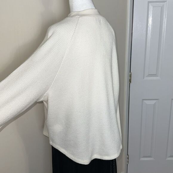 Madewell XL Ivory Waffle Knit Mock Neck Long Sleeve Thermal Top - Picture 10 of 16